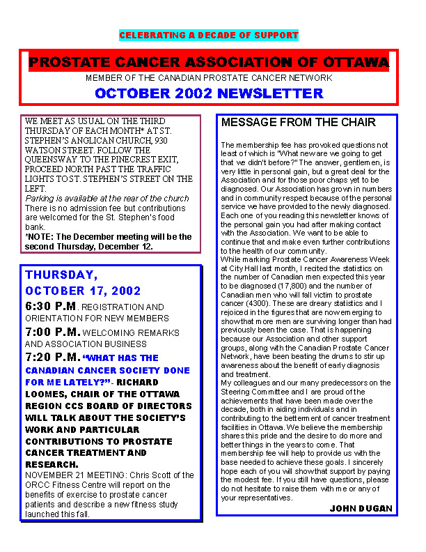 October 2002 Newsletter