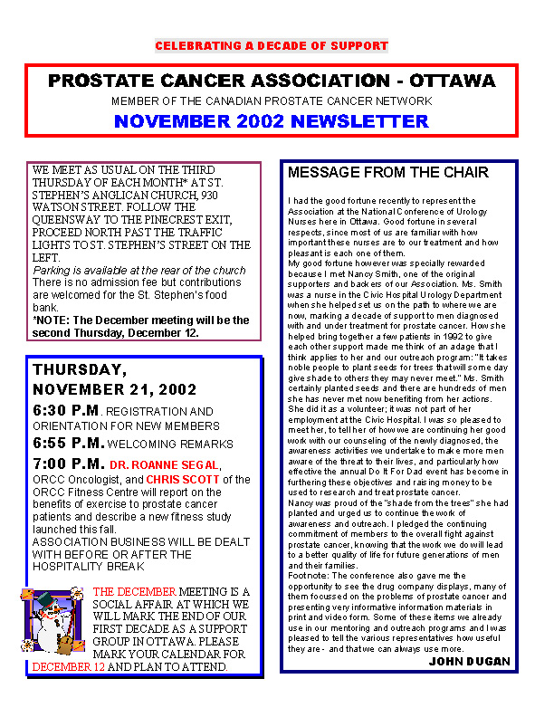 November 2002 Newsletter