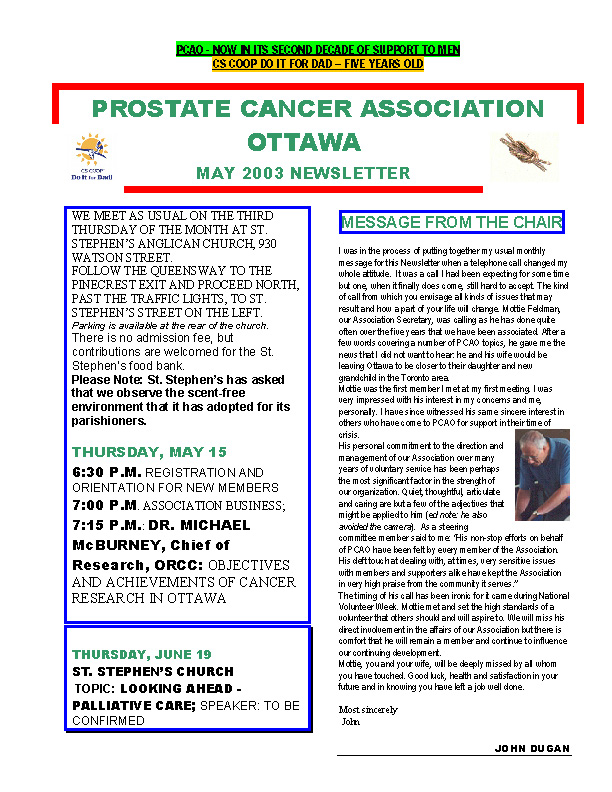 May 2003 Newsletter