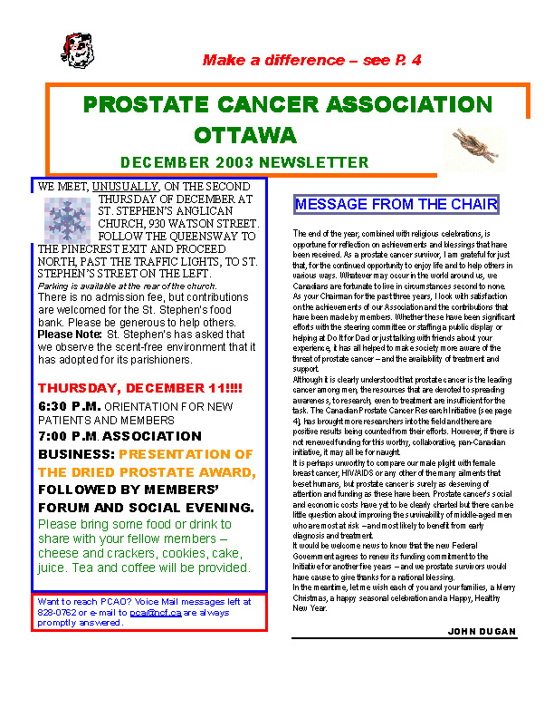 December 2003 Newsletter
